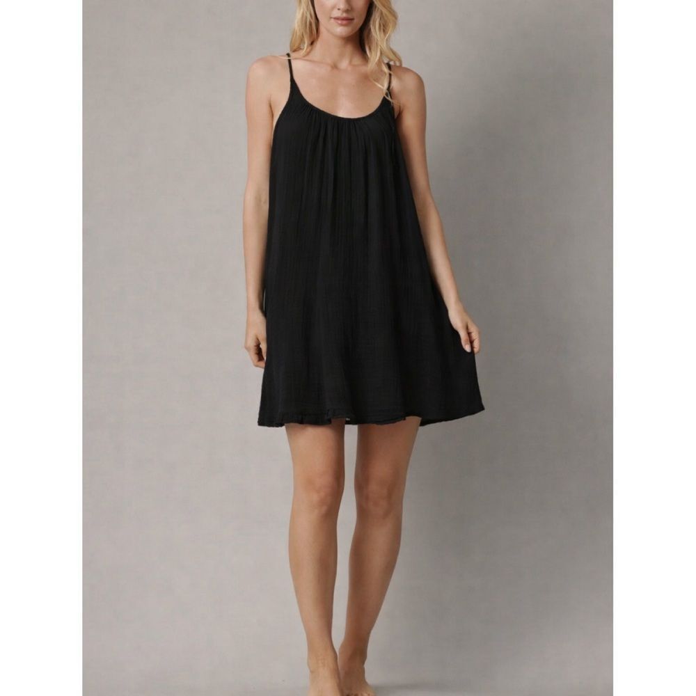 9 Seed Tulum Cotton Gauze Low Back Mini Coverup Dress One Size